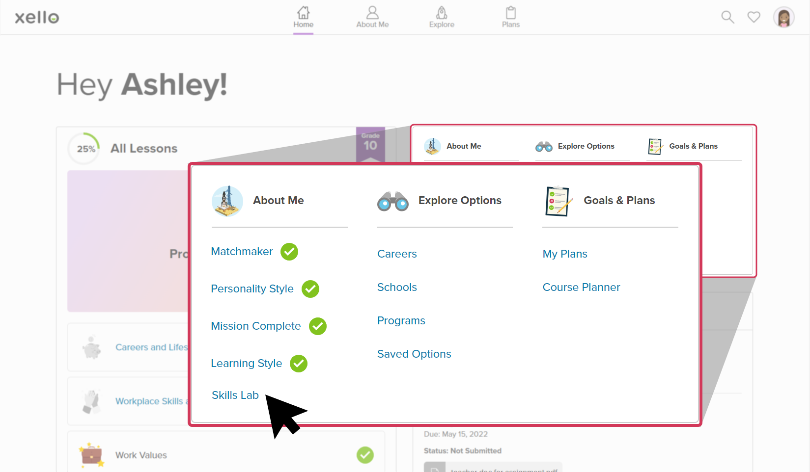 Access Matchmaker from the student dashboard